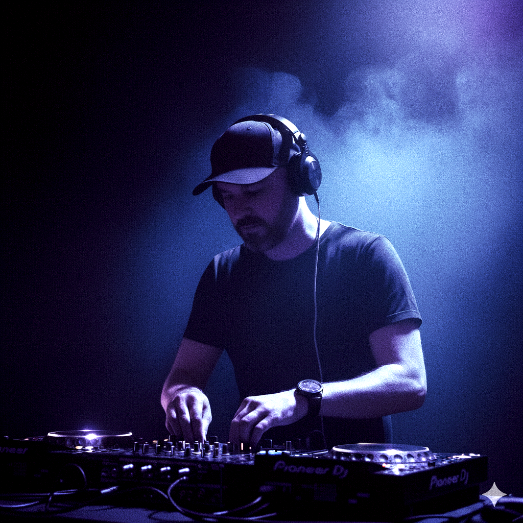 portrait of dj ceedub performing in a club